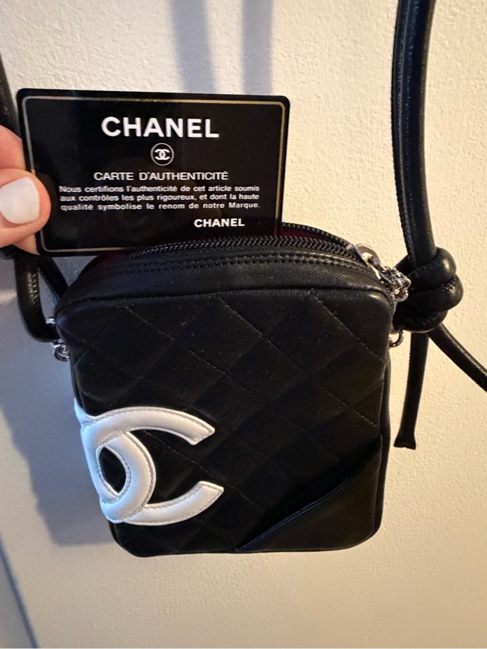 CHANEL Cambon Ligne Small Black Crossbody with White CC Patch